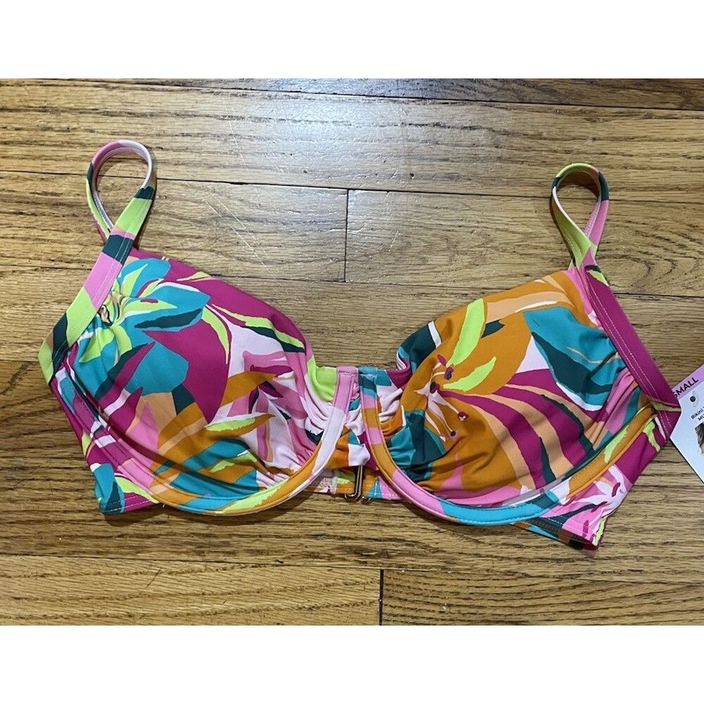Anne Cole Limited Edition Women’s Small S Floral V-Wire Bikini Top NEW